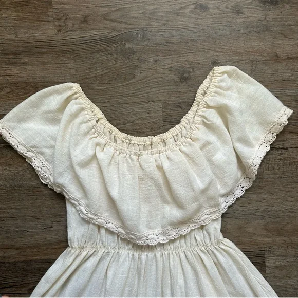 VINTAGE 70s Bohemian Campesina Mexican Wedding Peasant Dress - Picture 4 of 15